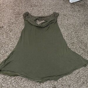 Robin K Olive Crochet Detail Tank Top
